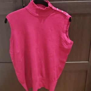 Cranberry sleeveless mock sweater